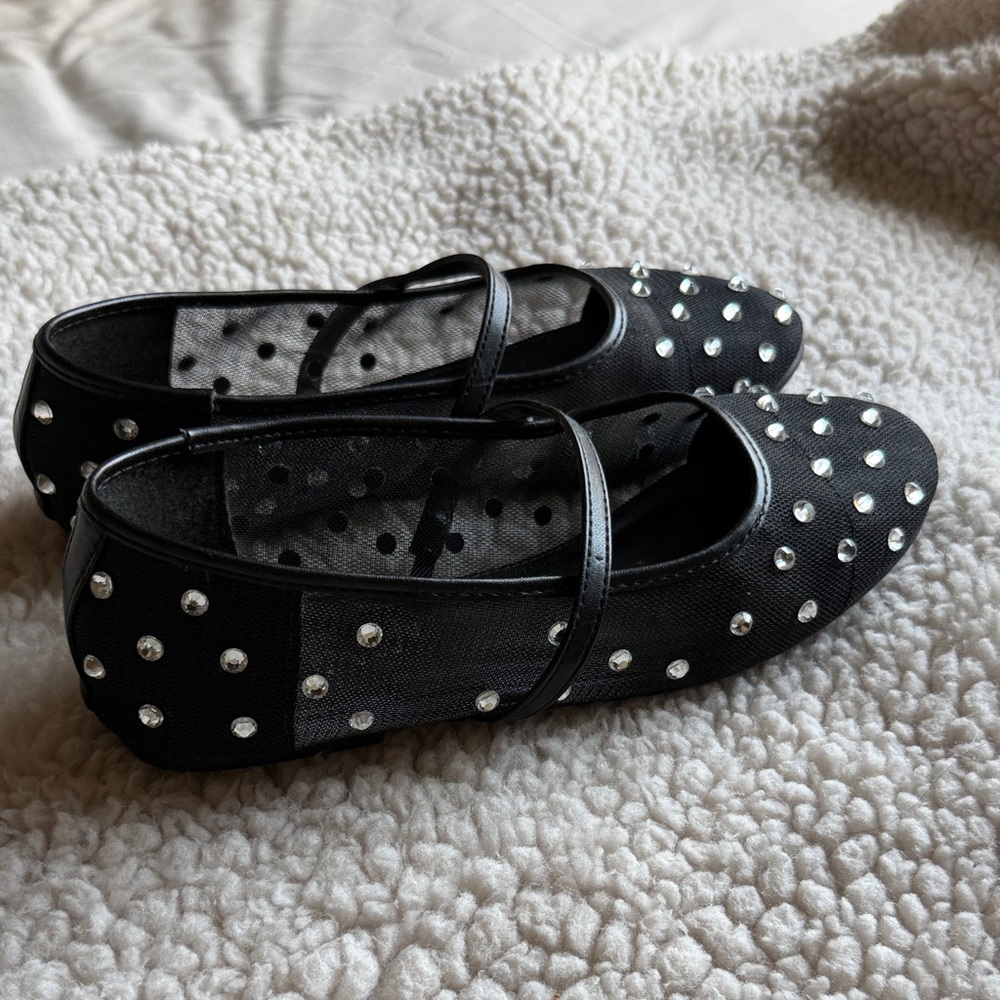 Black Studded Ballet Flats